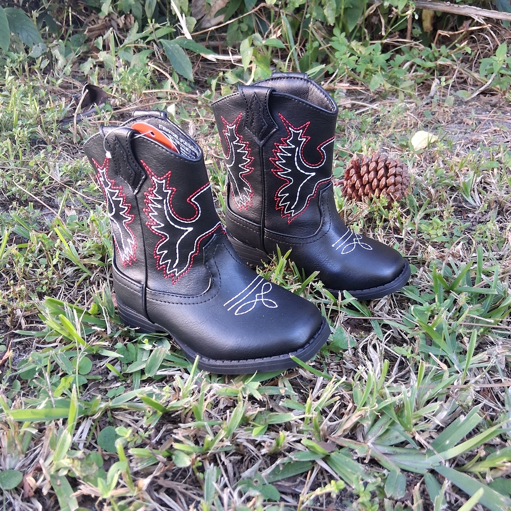 Wonder Nation Kids Boots with Red and White Stitching - Picture 3 of 8